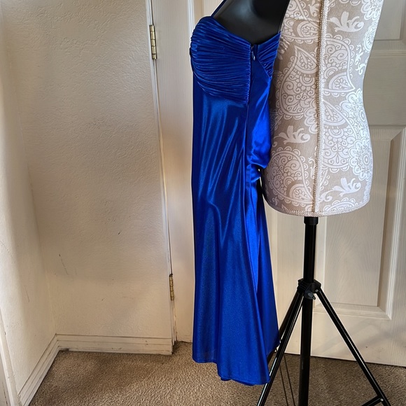 Beautiful Morgan & Co Blue Silk Cocktail Evening Dress in Excellent Condition - Picture 3 of 5